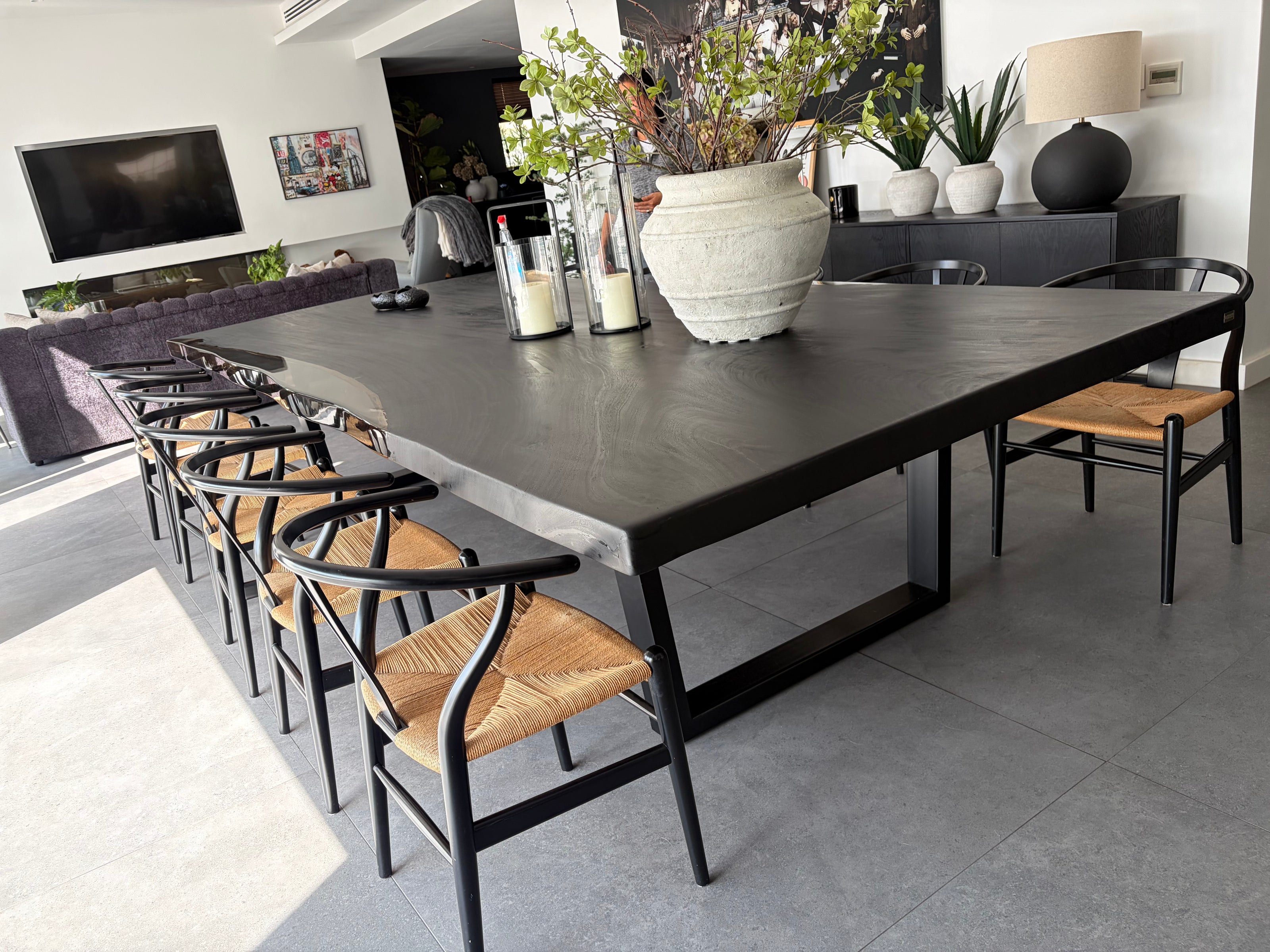 Black Burnt Mystery | Burnt Wood Dining Table Dubai | Uae