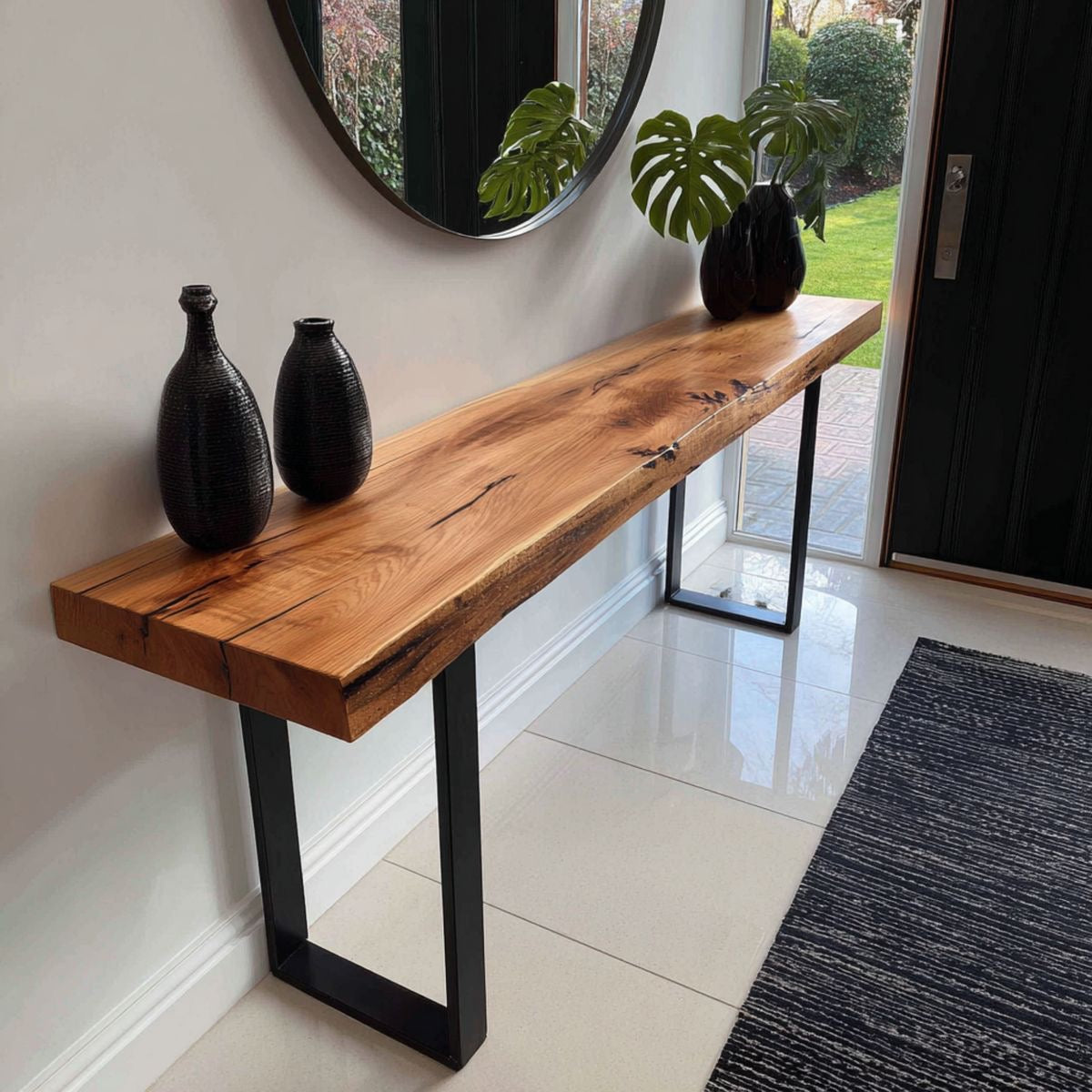 The Walnut Console with Metal Legs