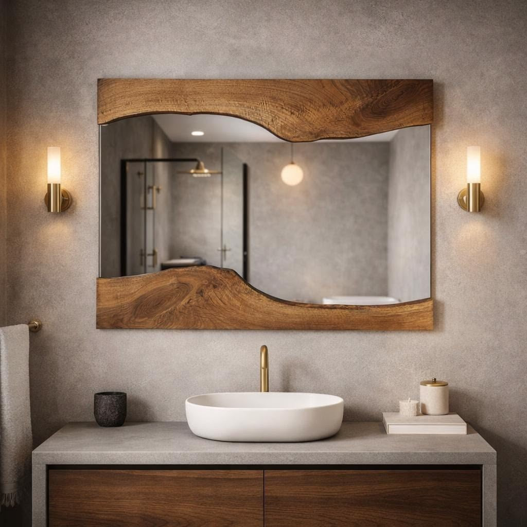 The Walnut Reflection - Live Edge walnut Wood Mirror
