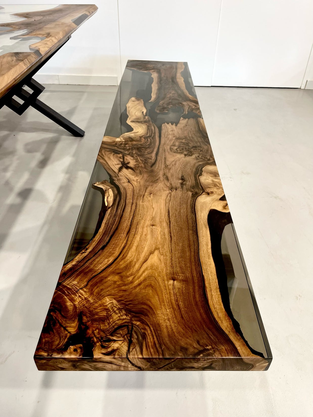 The Walnut And Epoxy resin Bench / Floating Shelves