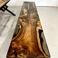 The Walnut And Epoxy resin Bench / Floating Shelves