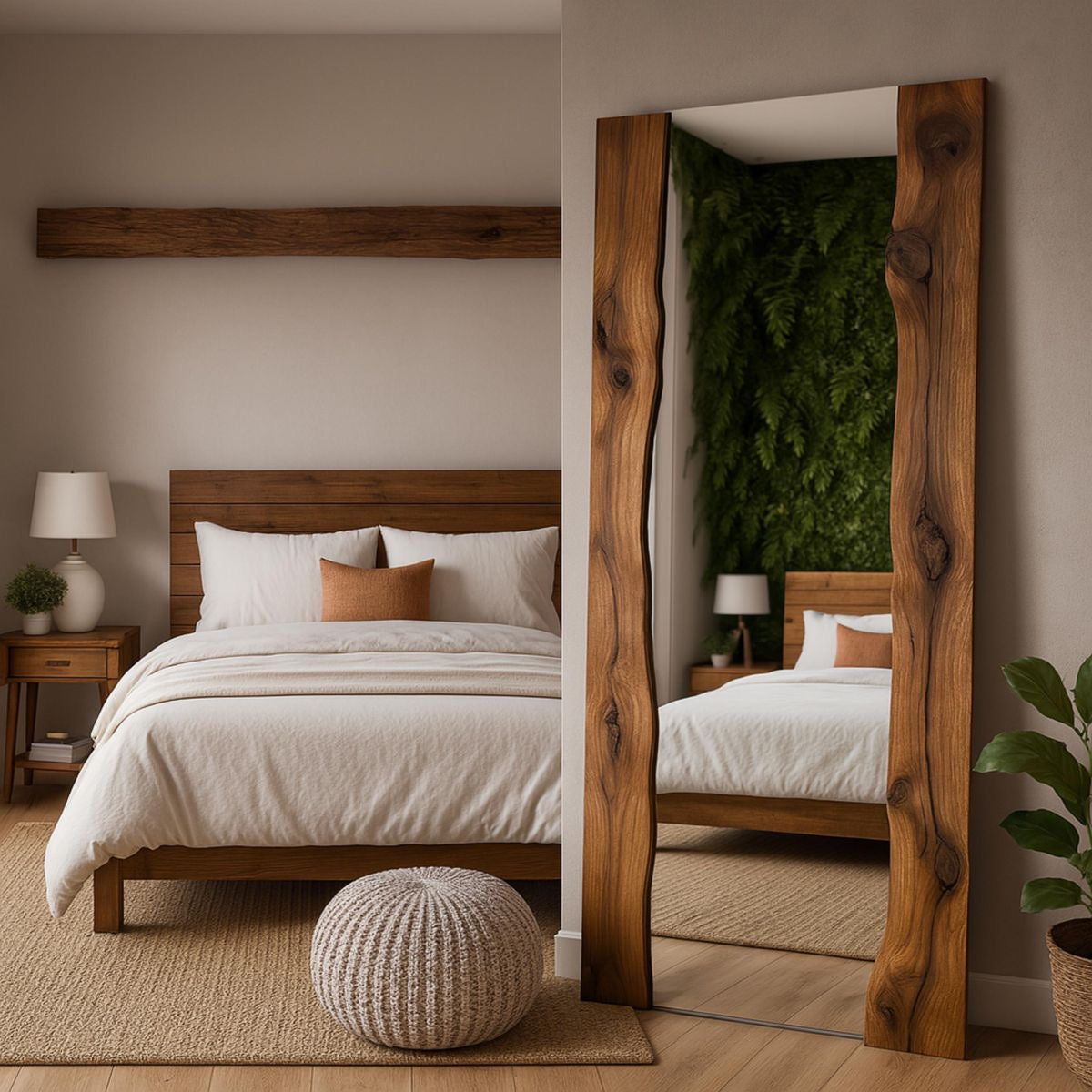 The Walnut Reflection - Live Edge walnut Wood Mirror