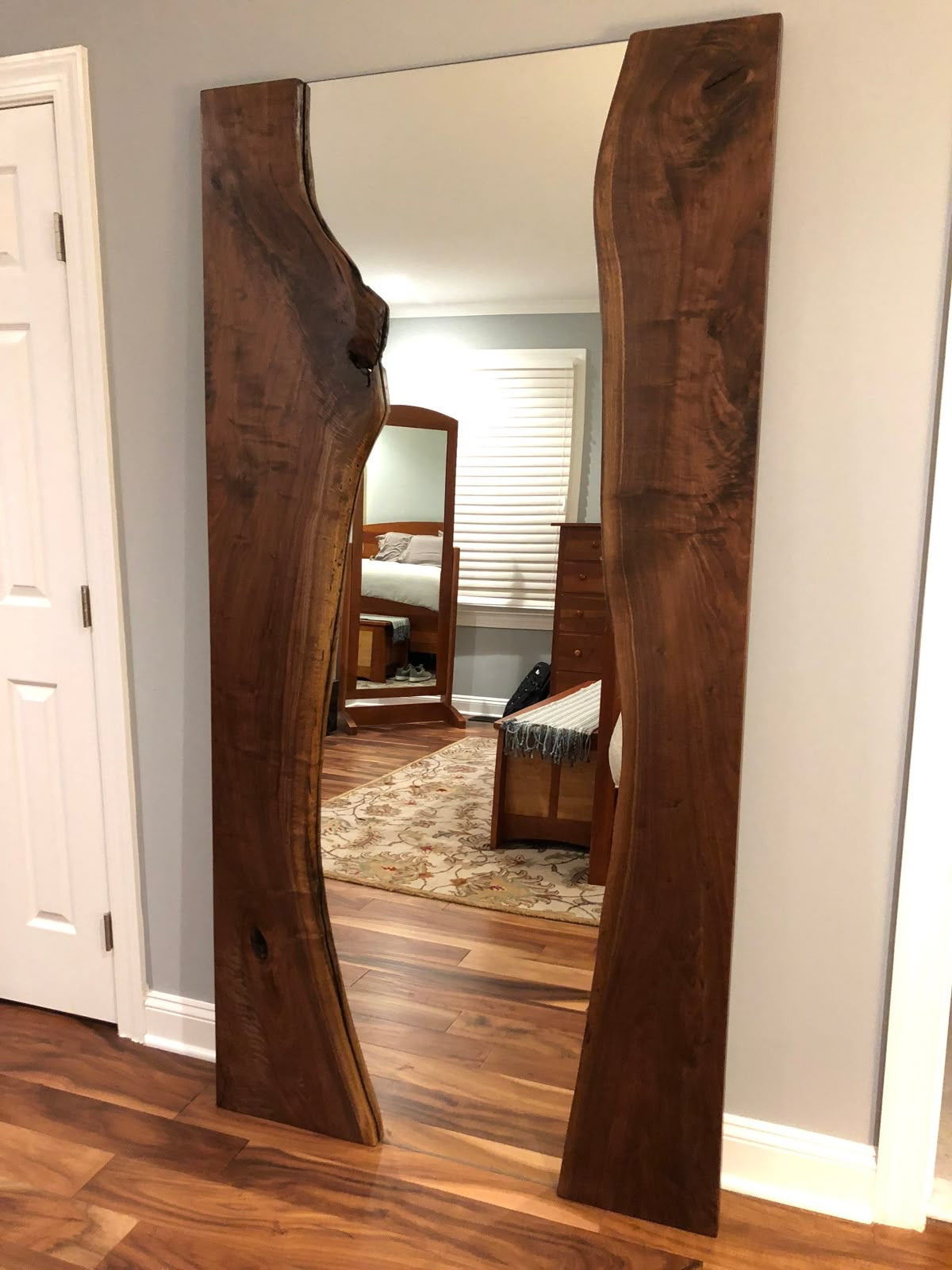 The Walnut Reflection - Live Edge walnut Wood Mirror