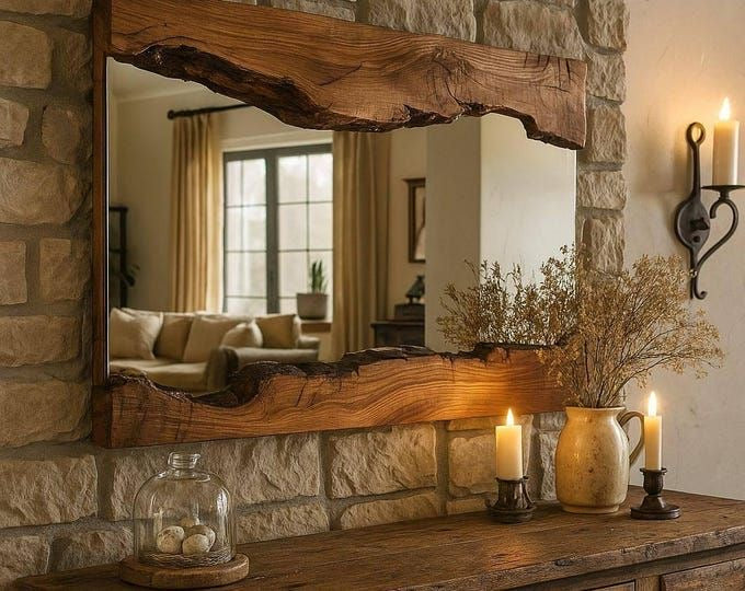 The Walnut Reflection - Live Edge walnut Wood Mirror
