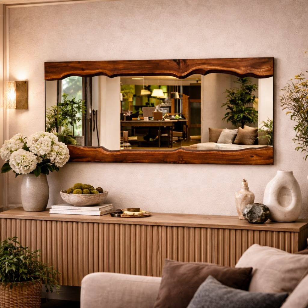 The Walnut Reflection - Live Edge walnut Wood Mirror