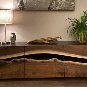 The signature Walnut wood and Epoxy resin Buffet Console