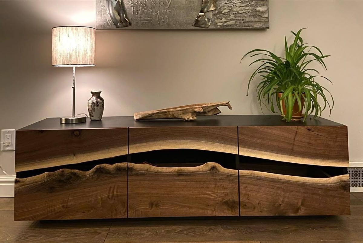 The signature Walnut wood and Epoxy resin Buffet Console