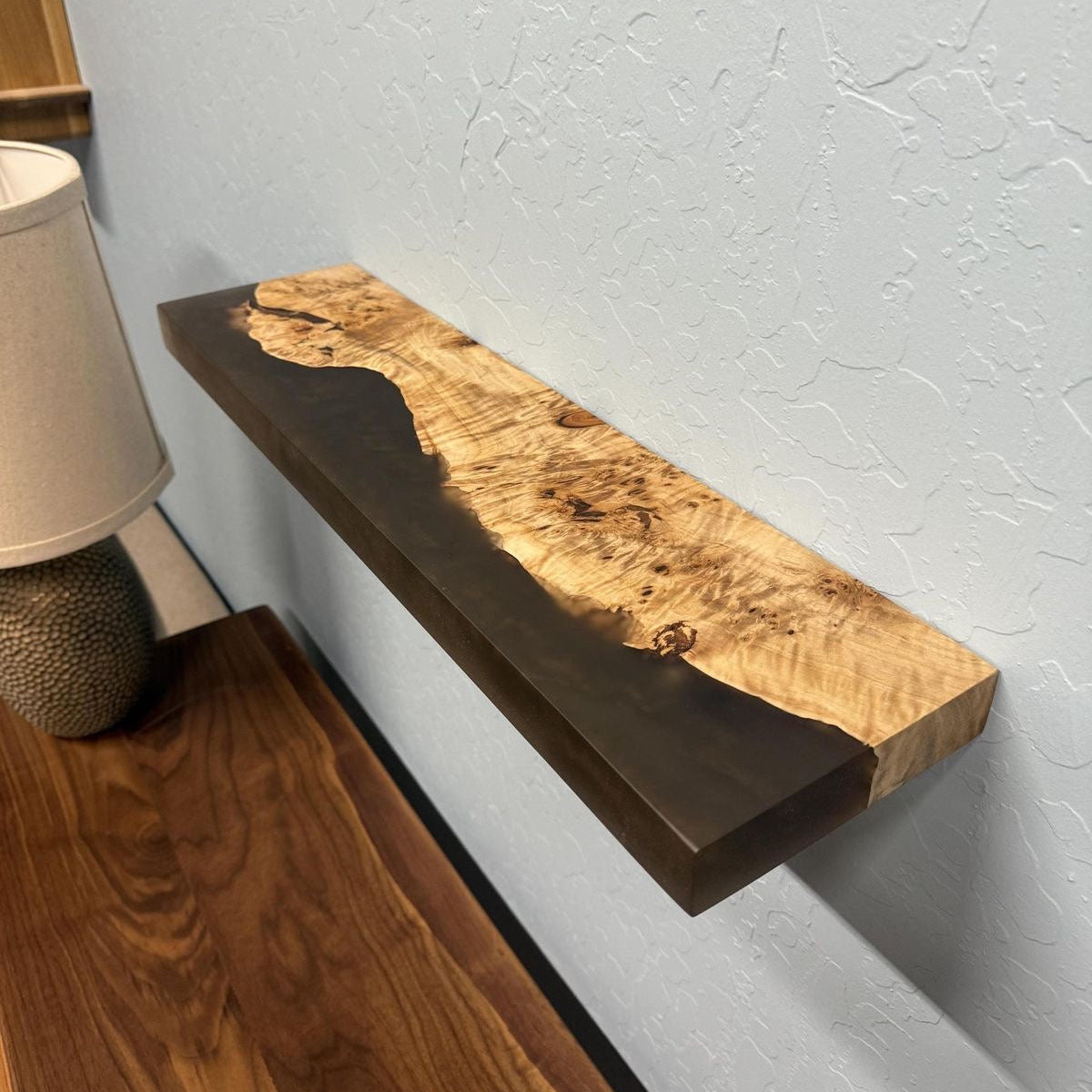 The Floating Mappa With Epoxy | Mappa Burl Floating Shelves Dubai | Uae