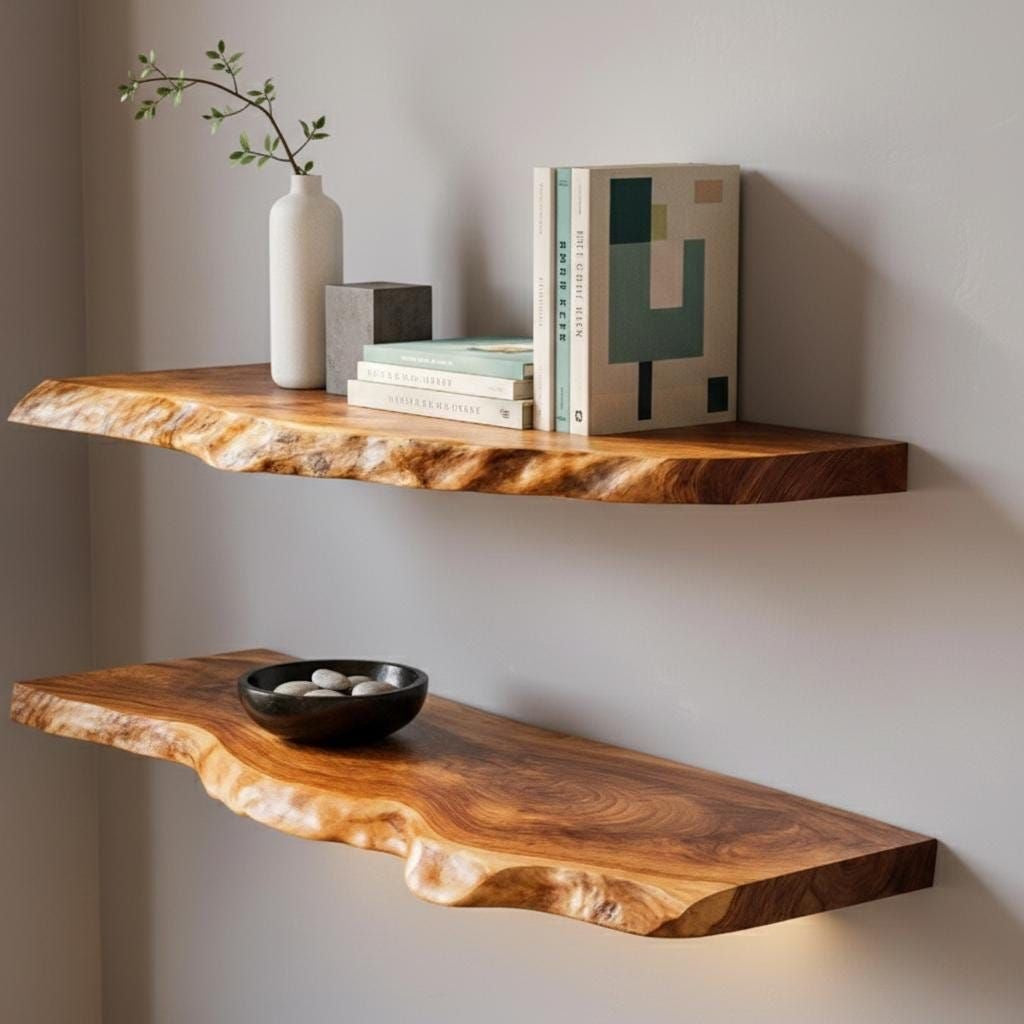The Floating Suar | Monkeypod Wood Floating Shelves Dubai | Uae