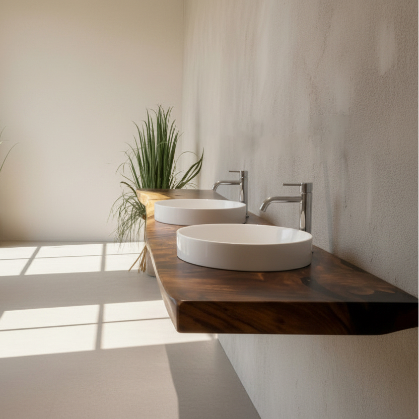 The Floating Suar | Monkeypod Wood Floating Shelves Dubai | Uae