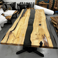 The Timeless Oak Stream | Oak Epoxy Dining Table Dubai Uae
