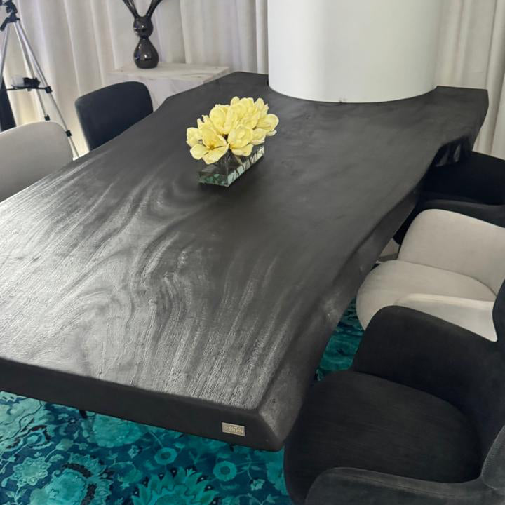 Black Burnt Mystery | Burnt Wood Dining Table Dubai | Uae