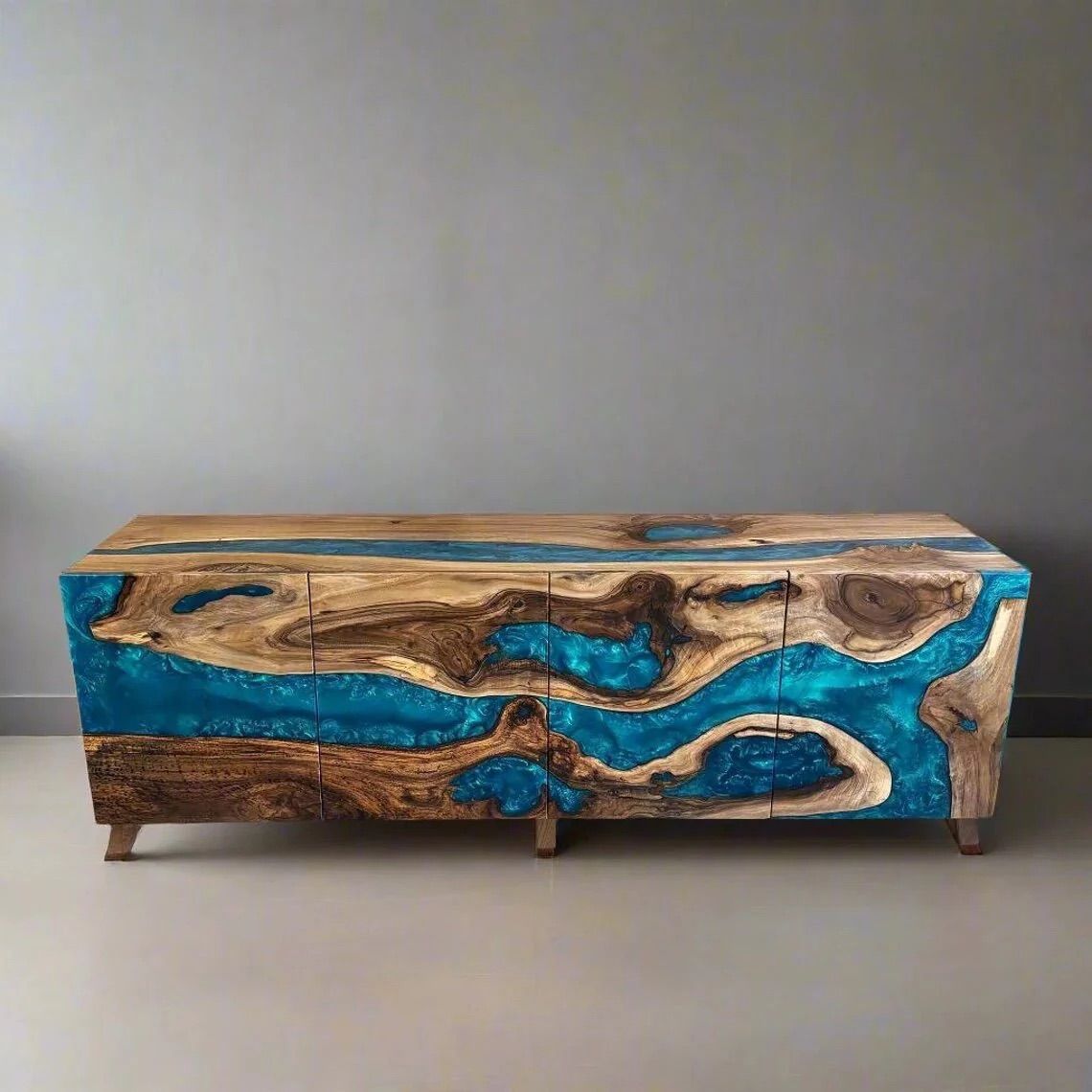 The Suar Buffet Console | Monkeypod Wood Epoxy Buffet Console Table Dubai | Uae