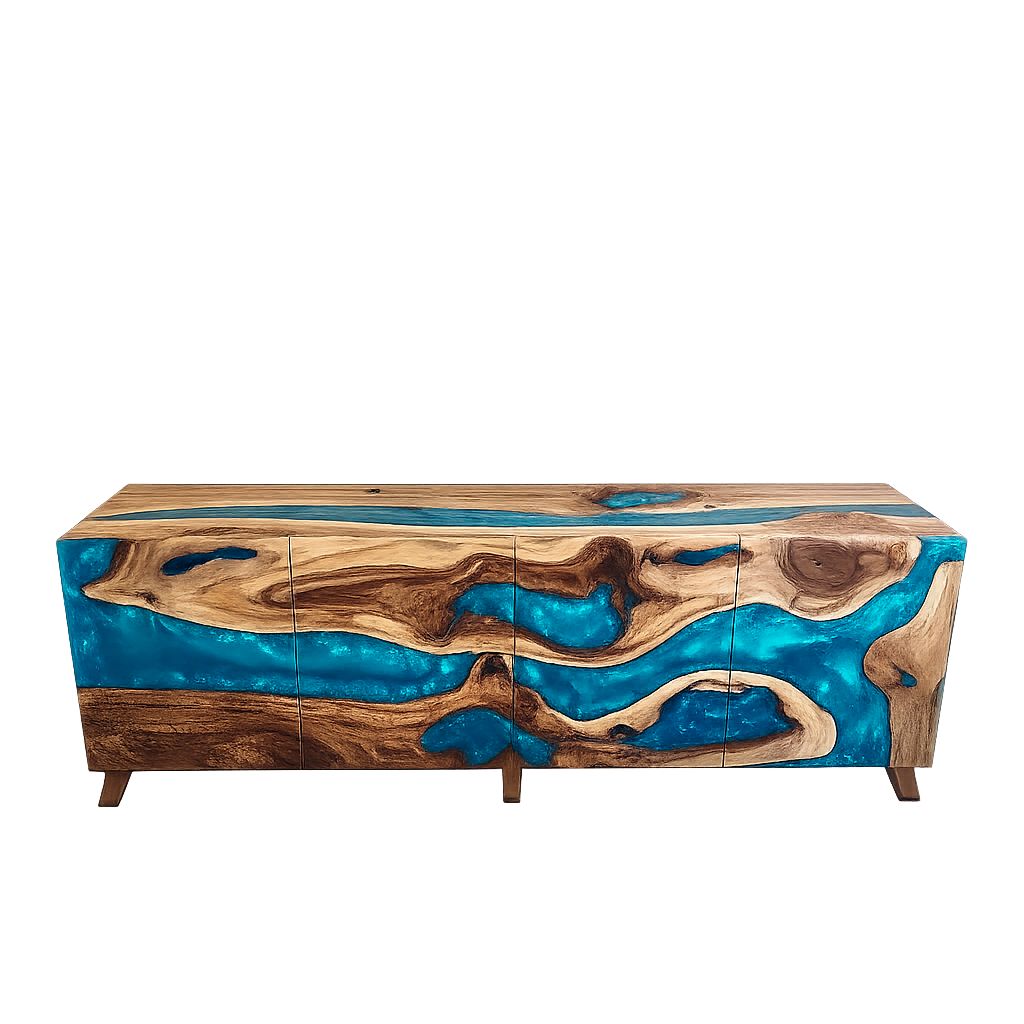 The Suar Buffet Console | Monkeypod Wood Epoxy Buffet Console Table Dubai | Uae