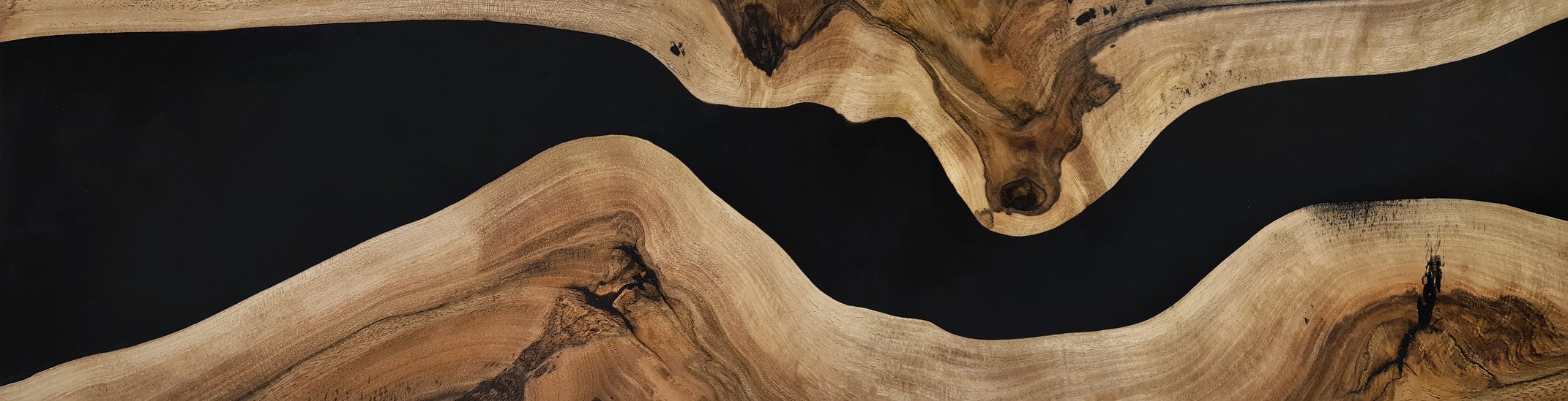 black epoxy resin panel with walnut